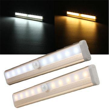 10 LED Cabinet Light PIR Human Body Motion Sensor Lamp Cupboard Closet LED Night Light LED Strip Light 6V - Trendha