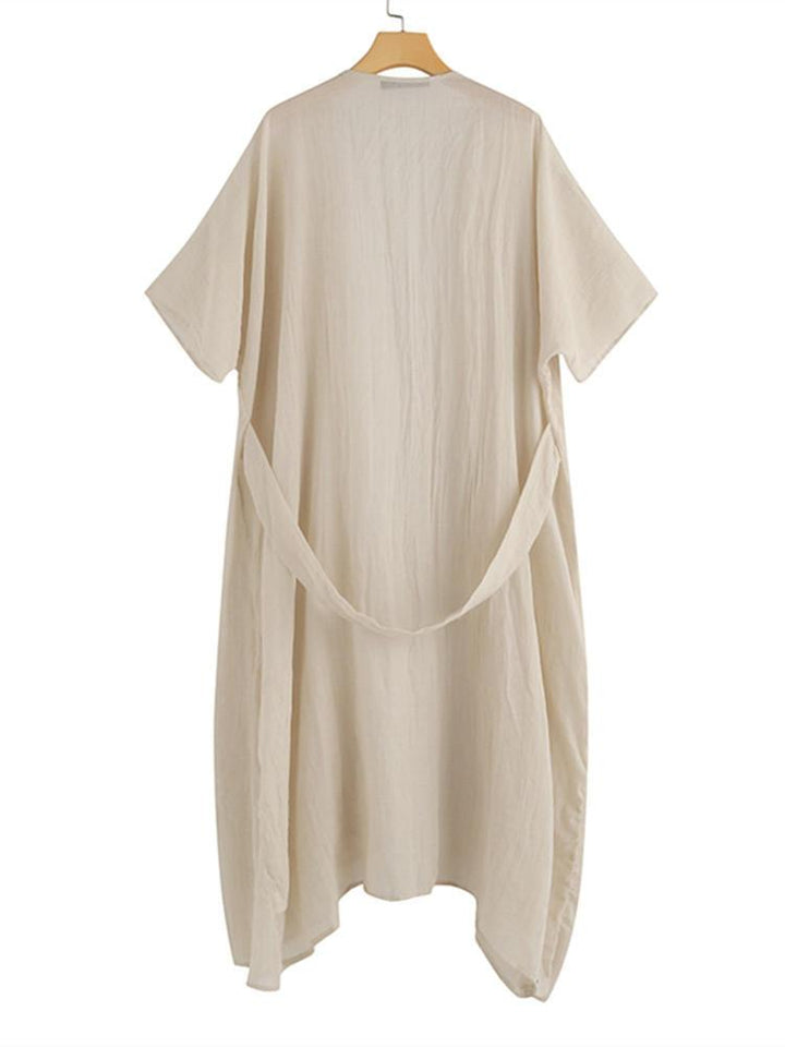 Solid Color Front Open Asymmetric Long Maxi Cardigans - Trendha