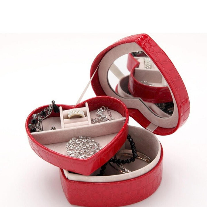 PU Leather Heart Shape Necklace Ring Earrings Jewelry Organizer Box - Trendha