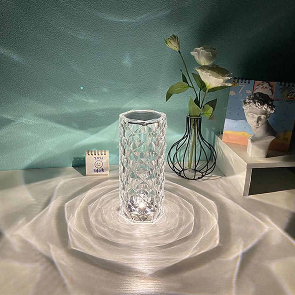 Nordic Crystal Lamp USB Table Lamps Bedroom Touch Dimming Atmosphere Diamond Night Light Rose Projector Lamp Decor - Trendha