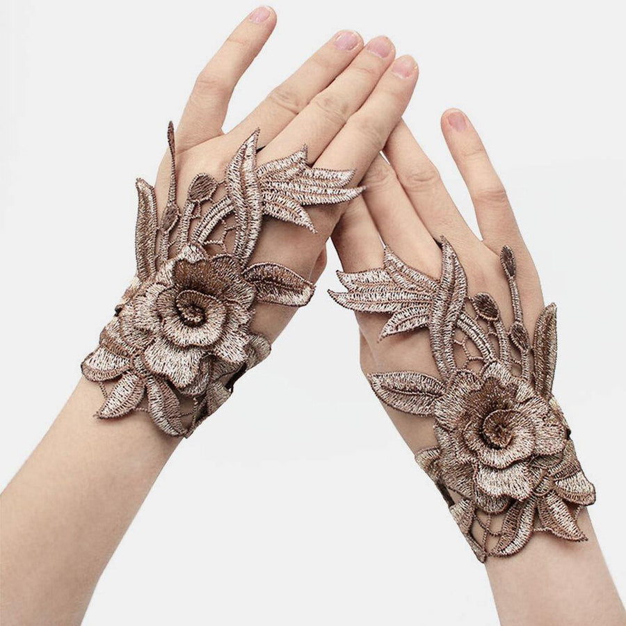 Women Floral Wristband Decorated With Ethnic Embroidered Gloves Wristband - Trendha