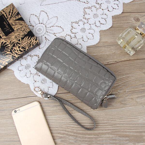 Women Stone Pattern Clutches Bags Double Zipper Long Wallet Card Holder 5.5'' Phone Purse - Trendha