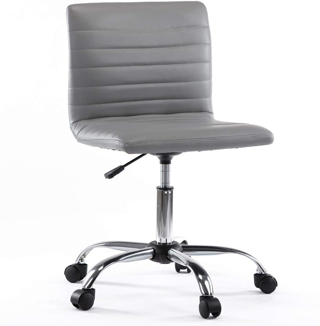 Armless Office Chair Swivel Leather Home Office Computer Desk Chair for Office Conference Study Room Low Back Task Executive Chair - Trendha