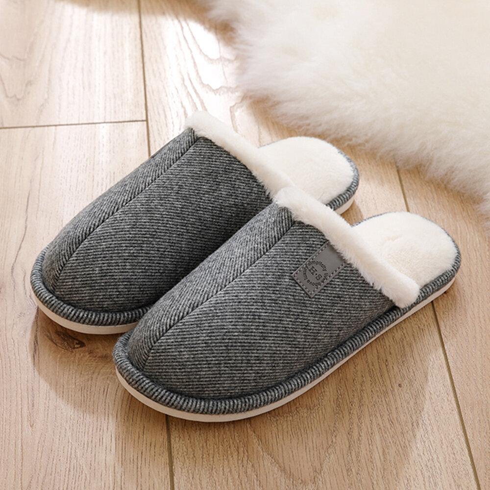 Women Casual Solid Color Closed Toe Flat Comfortable Warm Home Shoes - Trendha