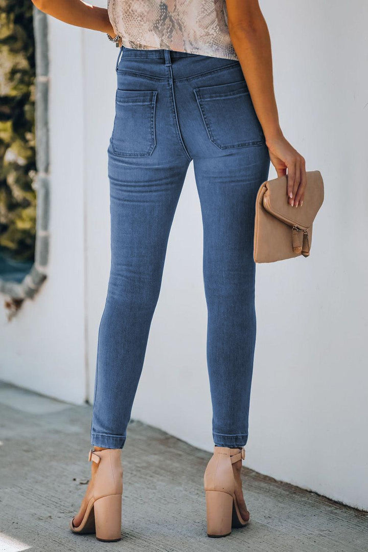 Button Fly Skinny Jeans - Trendha