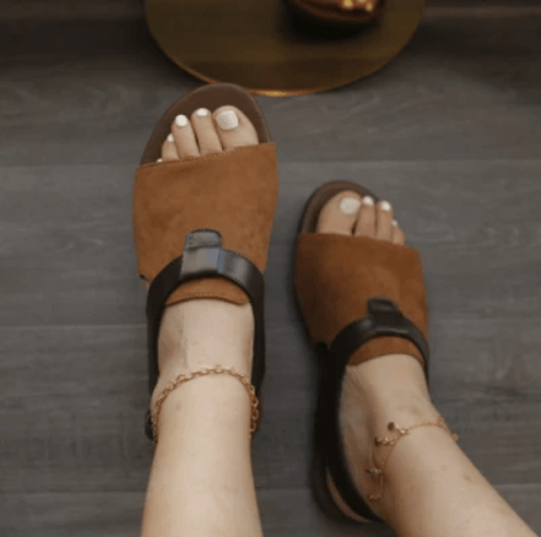 Summer Flat Round Toe Casual Buckle Female Sandals - Trendha