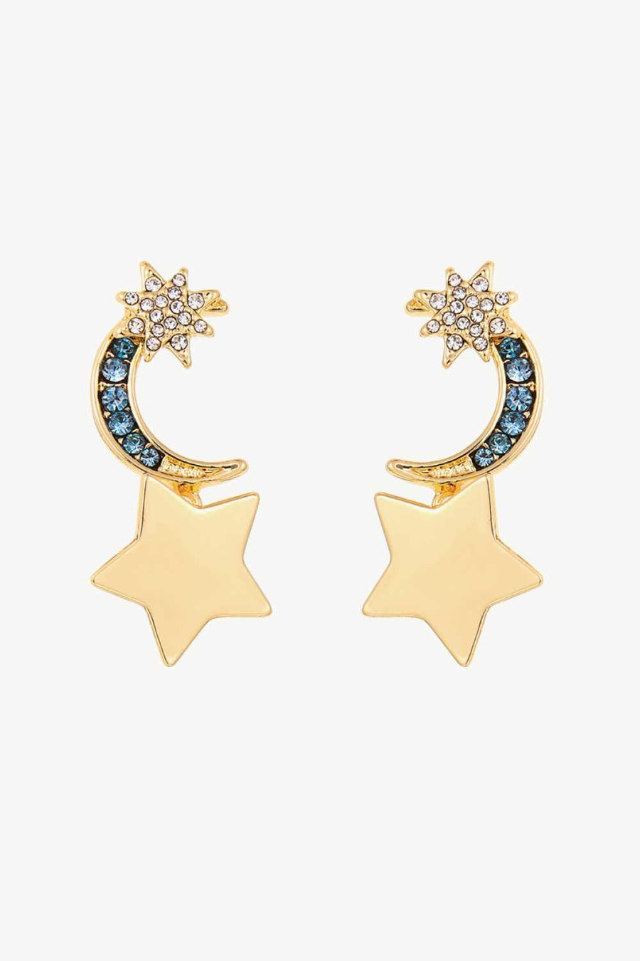 Lasting Wish Inlaid Rhinestone Star and Moon Drop Earrings - Trendha