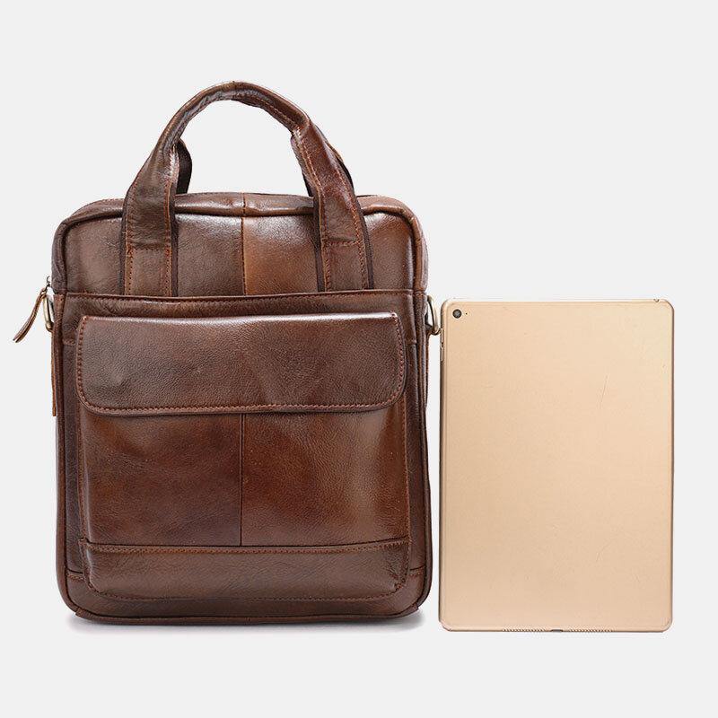 Men Genuine Leather Large Capacity Anti-theft Vintage 6.5 Inch Phone Bag Messenger Briefcase Shoulder Bag Crossbody Bag Handbag - Trendha