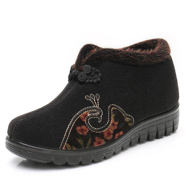 Women Comfy Ethnic Pattern Warm Lining Soft Slip Resistant Boots - Trendha