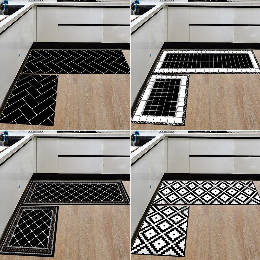 2 PCS Washable Floor Mat Non Slip Anti Fatigue Rug Set for Kitchen Bedroom Balcony Hallway - Trendha