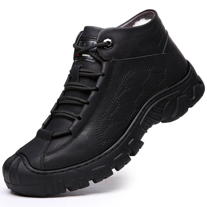 Men's Leather Warm Casual High-top Snow Boots - Trendha