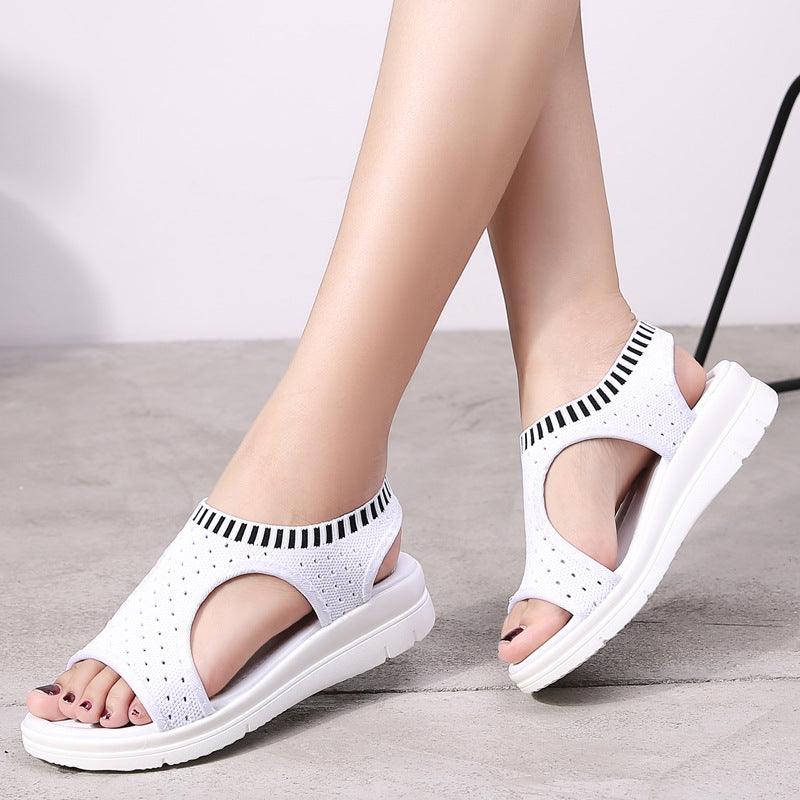 Women's thick-bottomed fishnet mesh sandals - Trendha