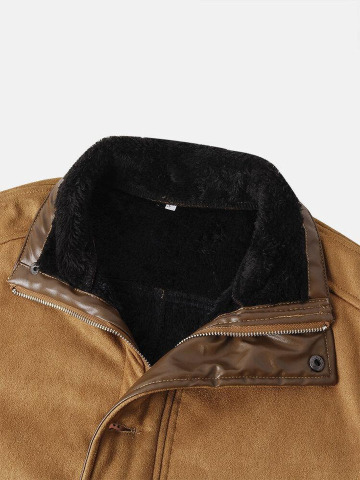 Mens Vintage Solid Color Warm Mid-Length Woolen Coats With Pocket - Trendha