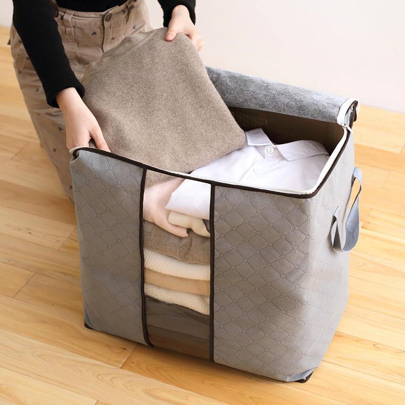 High Capacity Clothes Quilts Storage Bag Folding Organizer Bags Bamboo Portable Storage Container - Trendha