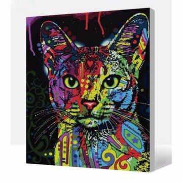 Oil Painting By Number Kit Colorful Cat Painting DIY Acrylic Pigment Painting Set By Numbers Art Hand Craft Supplies - Trendha