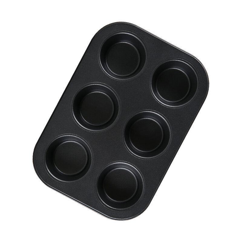 KC-OP01 6 Holes Stainles Steel Non-stick Muffin Cake Baking Oven Pan Cookie Tray Cup Cake Mold - Trendha
