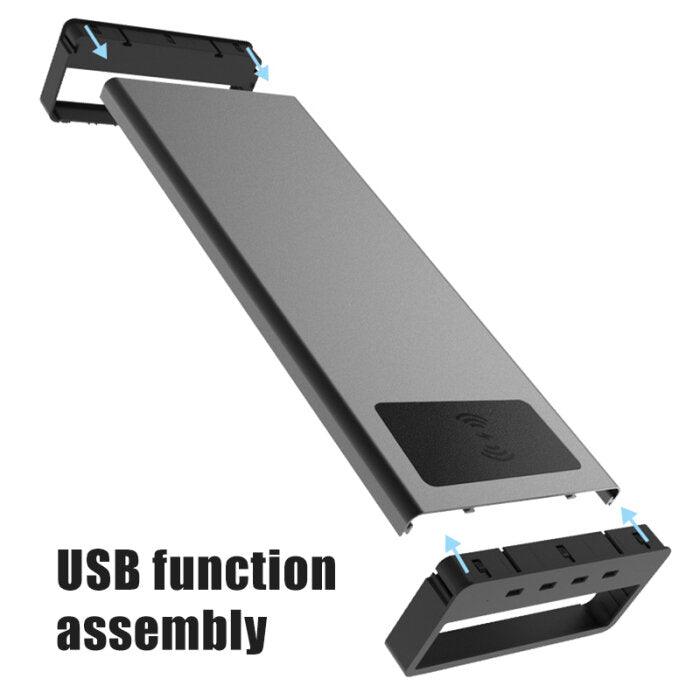 Vaydeer USB 3.0 Wireless Charger and Fast Charge Base Aluminum Smart Base Laptop Stand Alloy Computer Laptop Base Stand Port Charger Stand Monitor Bracket Desk - Trendha