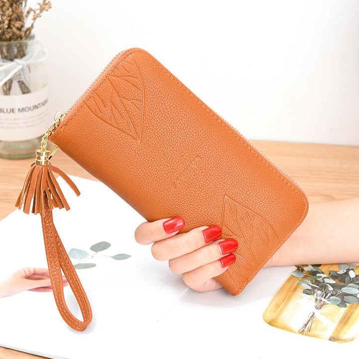 Ladies Long Leather Multifunctional Leather Wallet - Trendha