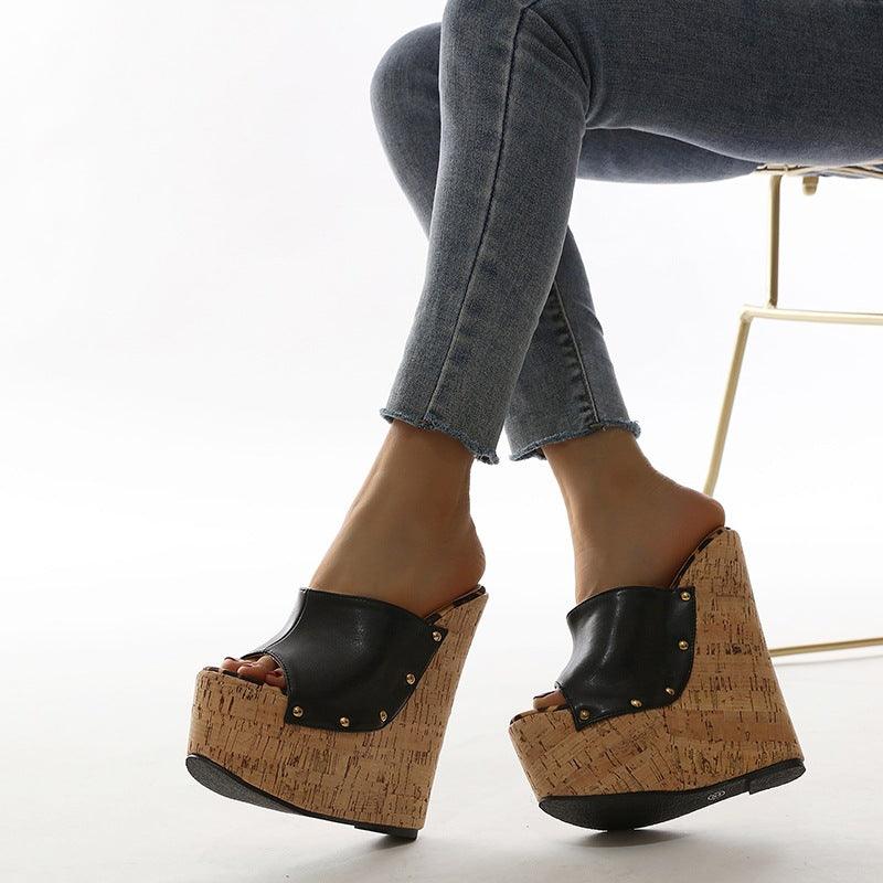 New Women's Transparent Rivet High-heeled Sandals - Trendha