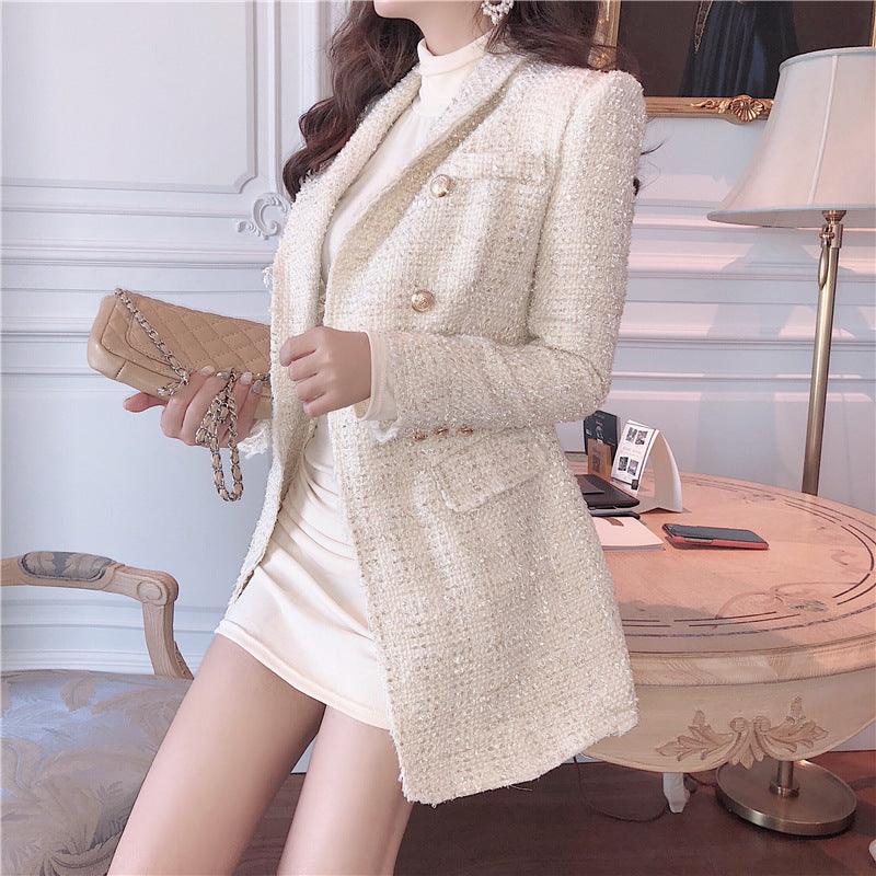 Double-breasted tweed suit - Trendha