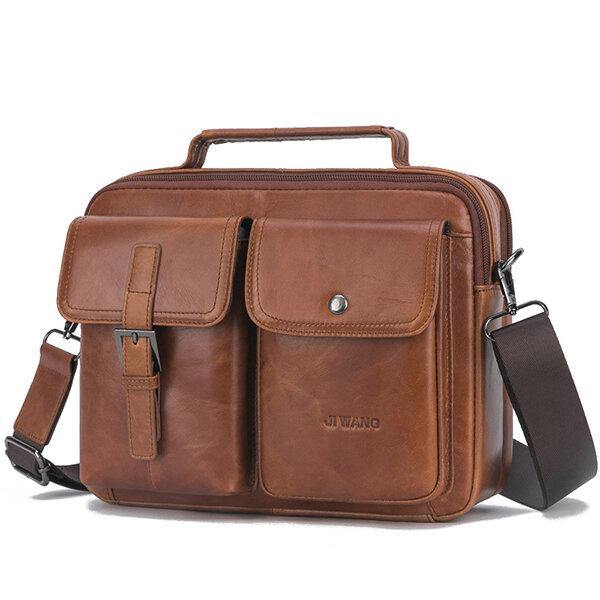 Men Genuine Leather Casual Large Capacity Handbag Crossbody Bag - Trendha