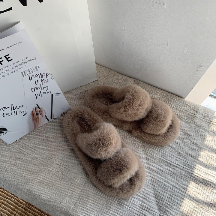 Hairy slippers for women - Trendha