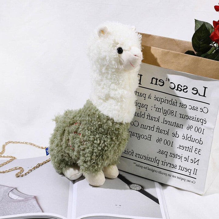 Women Lamb Wool Cute Cartoon 3D Alpaca Shape Soft Creative Small Shoulder Bag Crossbody Bag With Chain - Trendha