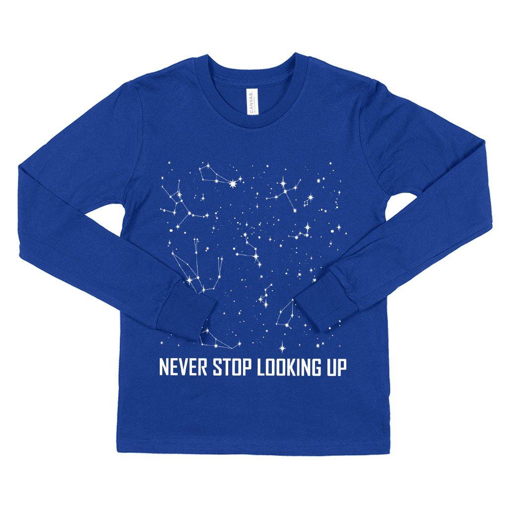 Kids' Never Stop Looking Up Long Sleeve T-Shirt - Constellation T-Shirt - Stars T-Shirt - Trendha
