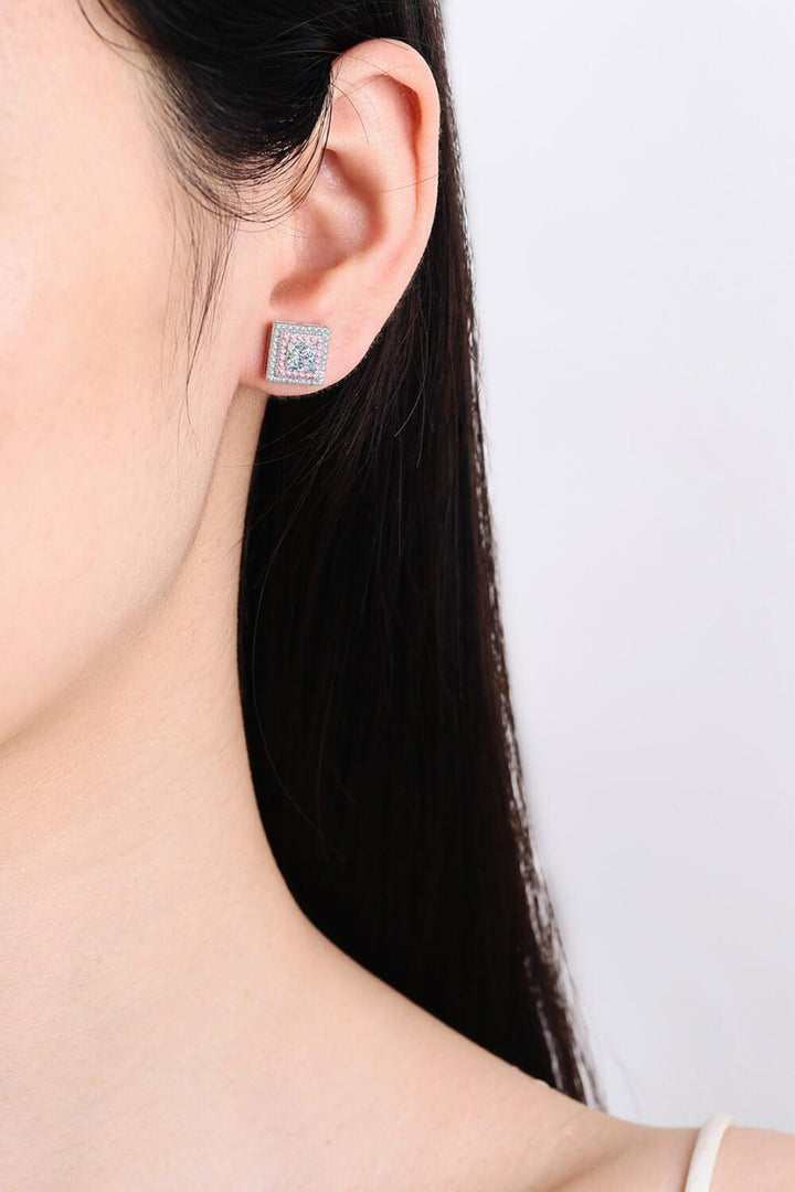 Moissanite Square Stud Earrings - Trendha