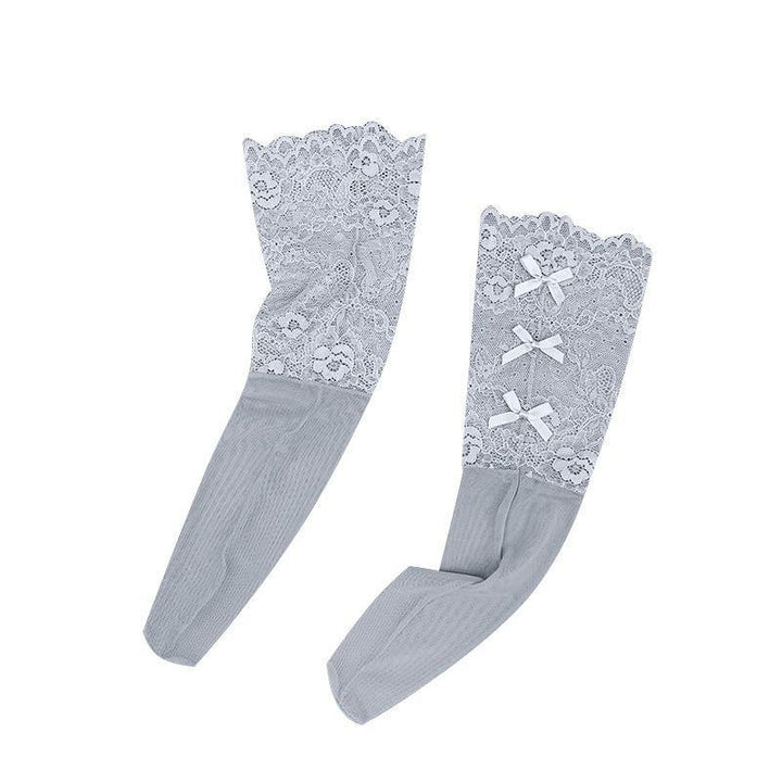 Women Summer Thin Lace Middle Tube Socks Silk Gauze Bow Socks - Trendha