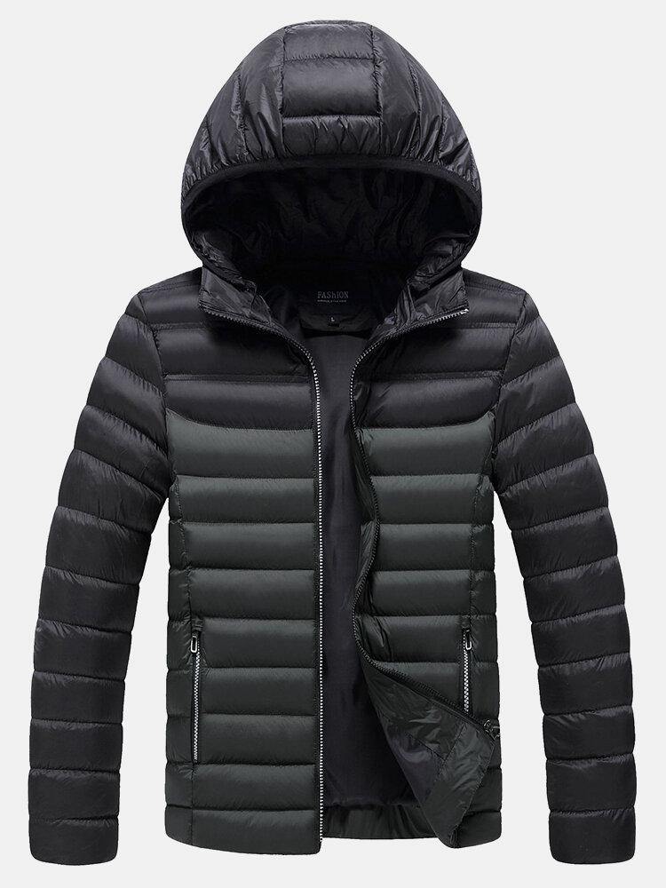 Mens Zipper Patchwork Moisture Wicking Windproof Detachable Hooded Coats - Trendha