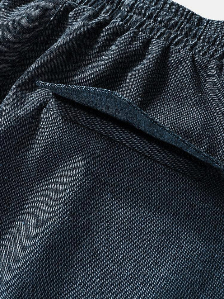 Mens Cotton Linen Solid Color Casual Drawstring Cargo Pants - Trendha