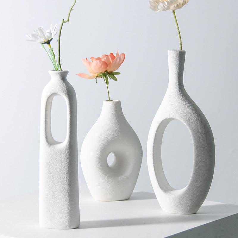 Vase Ins Style Ceramic Flower Arrangement Ornaments Flowers And Dried Flowers - Trendha