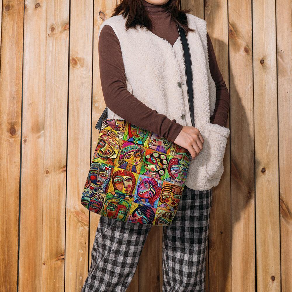 Women Felt Multicolor Cartoon Figure Print Crossbody Bag Shoulder Bag - Trendha