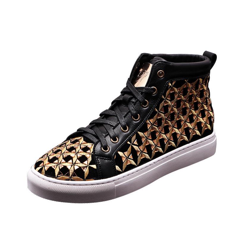 Men's Martin Boots Fashion Personality Embroidered High-top Sneakers - Trendha