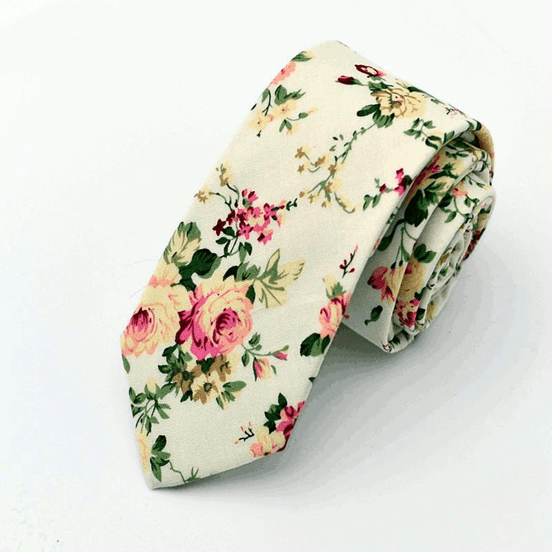 Mens Wedding Cotton Printing Floral Ties Suit Skinny Ties Grooms Necktie For Men - Trendha