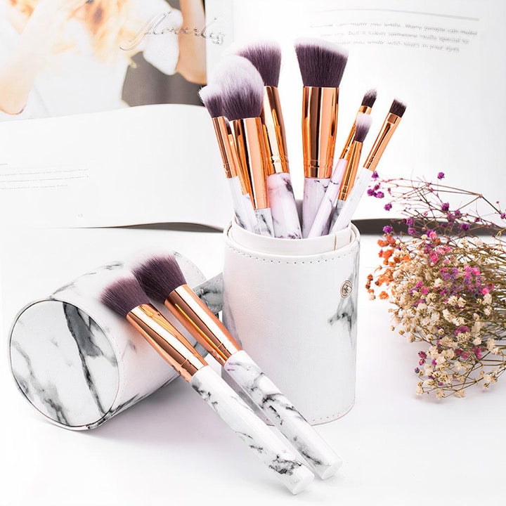 White Marble Makeup Brush Set - Trendha