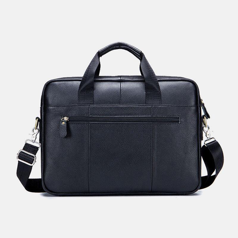 Men Genuine Leather Large Capacity 14 Inch Multifuntion Briefcase Laptop Messenger Bag Crossbody Bags Handbag - Trendha