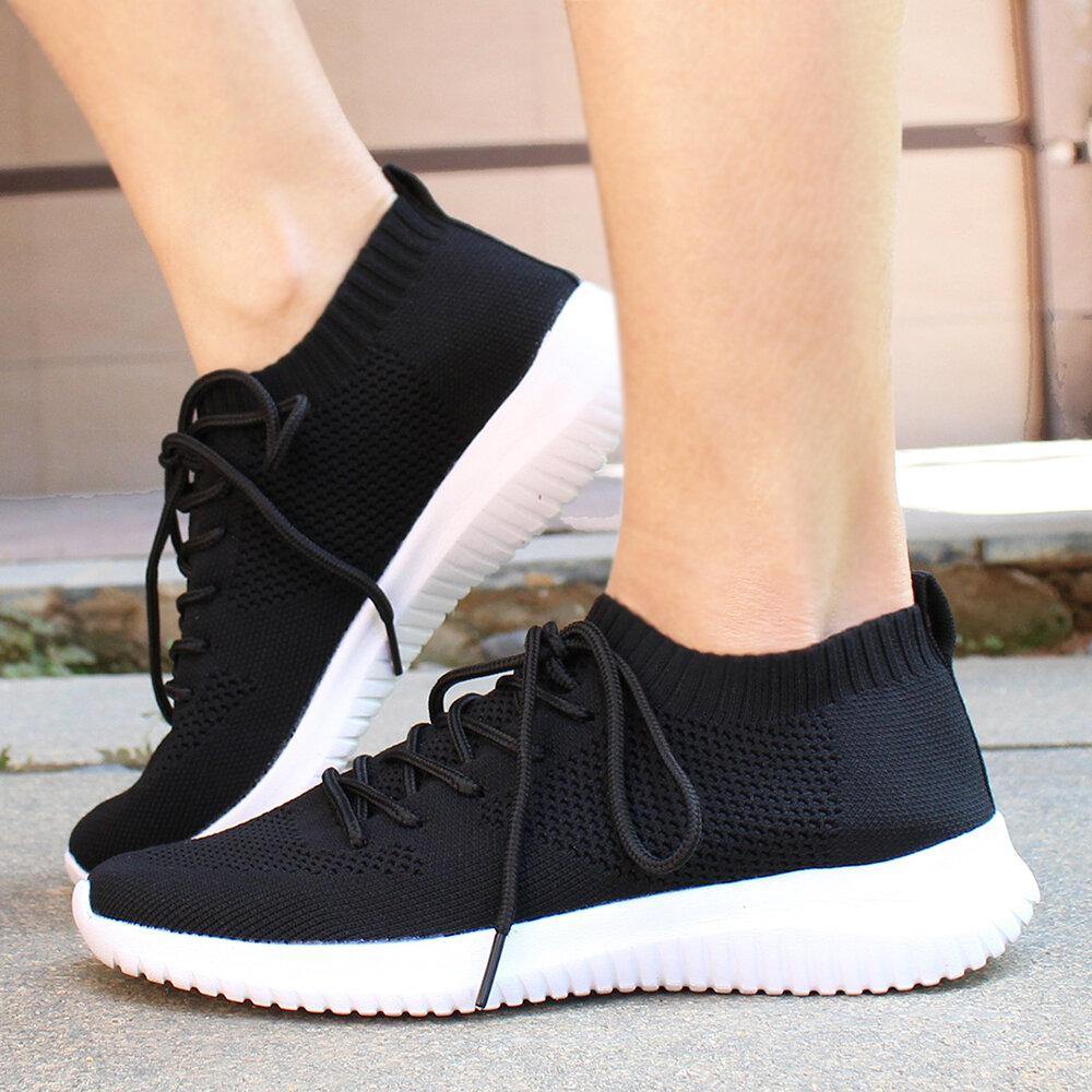 Women Lace Up Lightweight Comfortable Walking Shoes - Trendha
