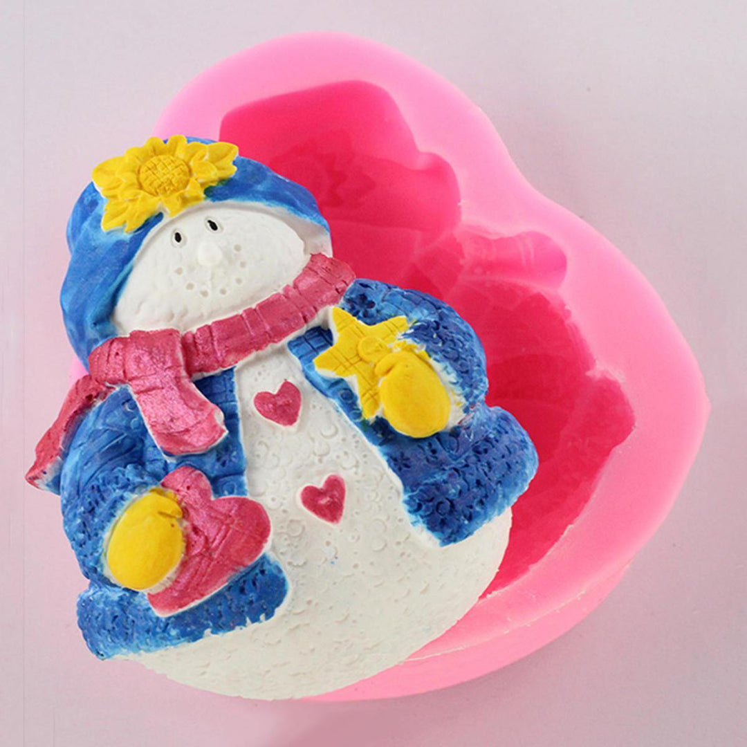 3D Snowman Silicone Candle Cake Mold Soap Craft Handmade Decorating Baking Mold Tools - Trendha