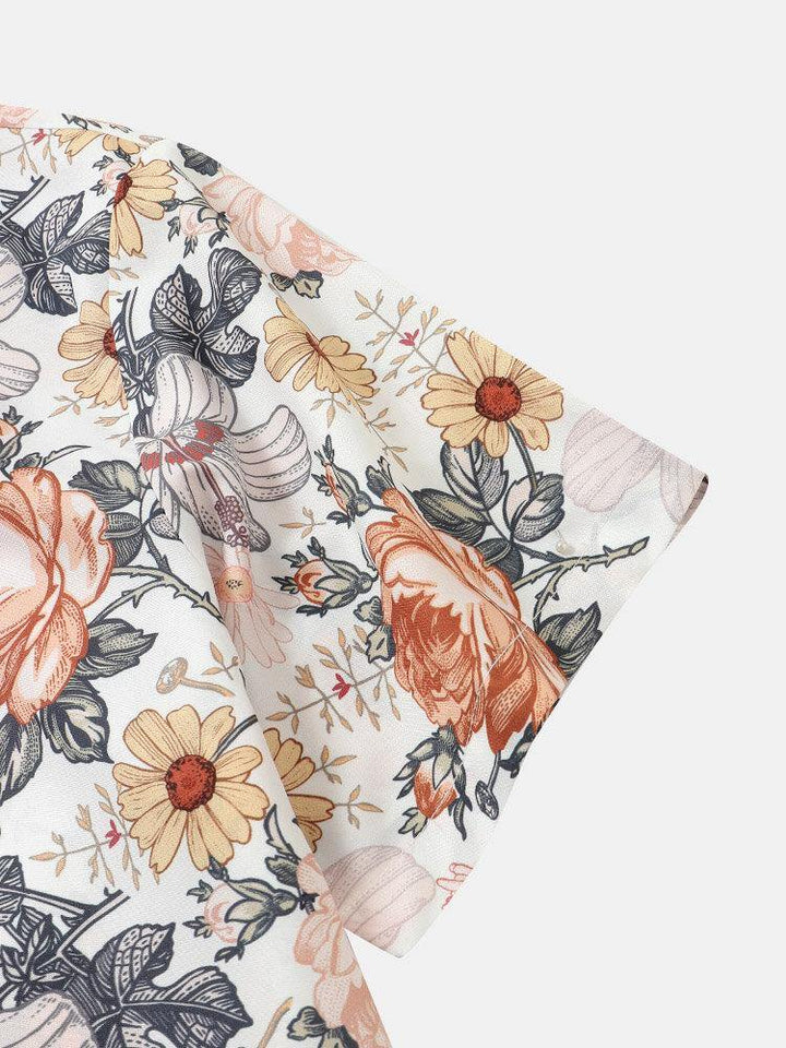 Mens Holiday Solid Floral Print Patchwork Shirts - Trendha