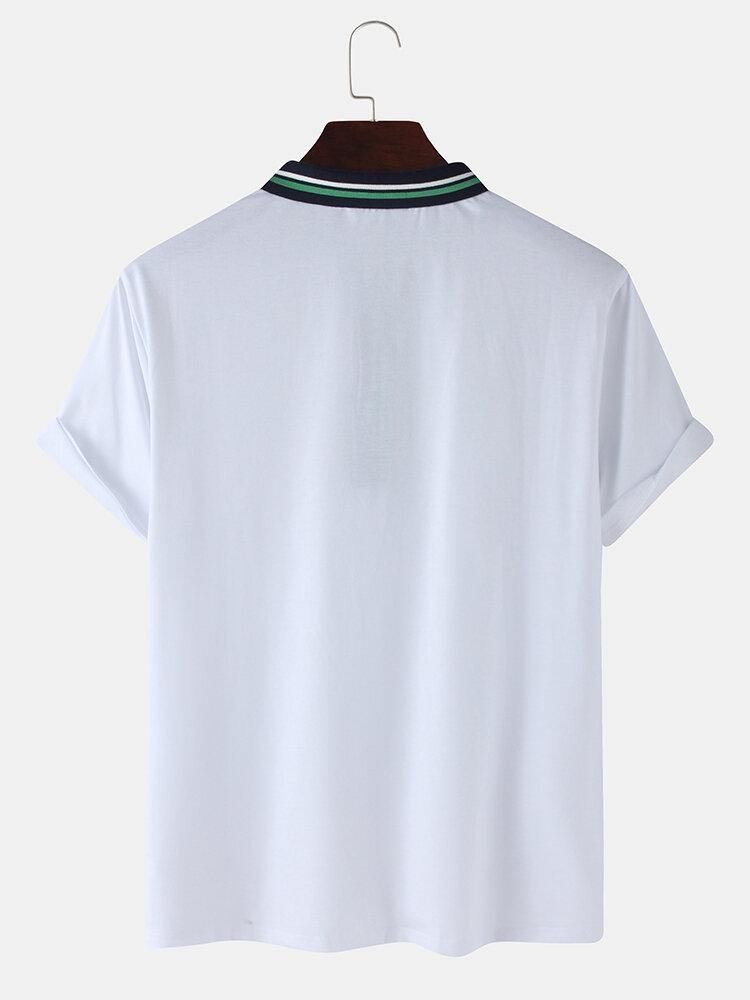 Mens Front Zip Chest Pocket Short Sleeve Lesure Sport Golf Shirts - Trendha