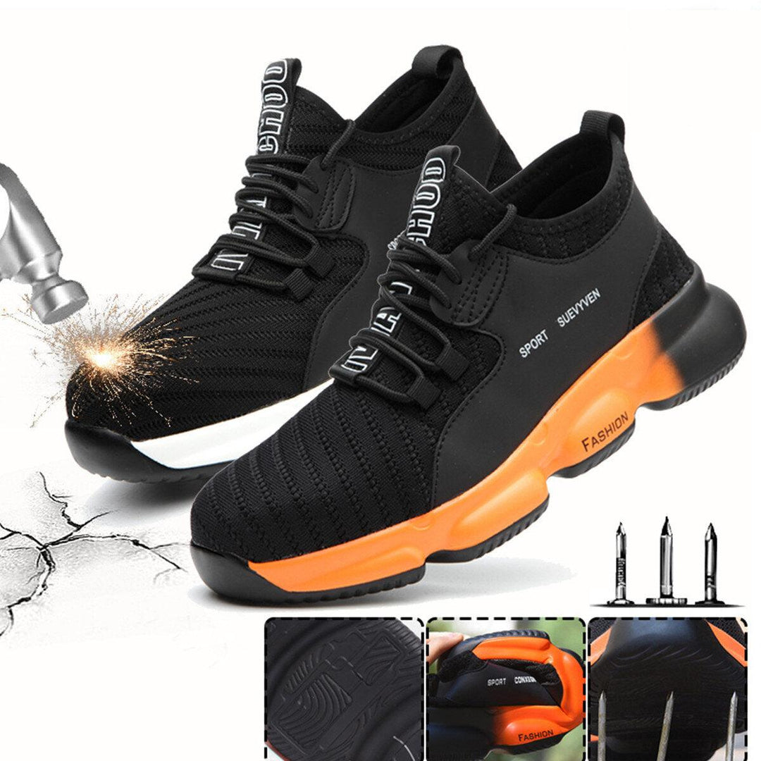 Unisex Safety Work Shoes Flying Weaving Steel Toe Cap Running Shoes Camping Climbing Walking Jogging Sneakers - Trendha