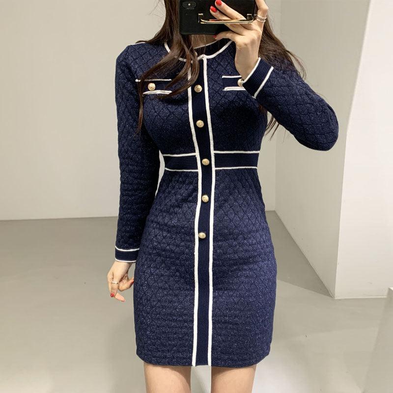 Slim and foreign style knitted dress - Trendha