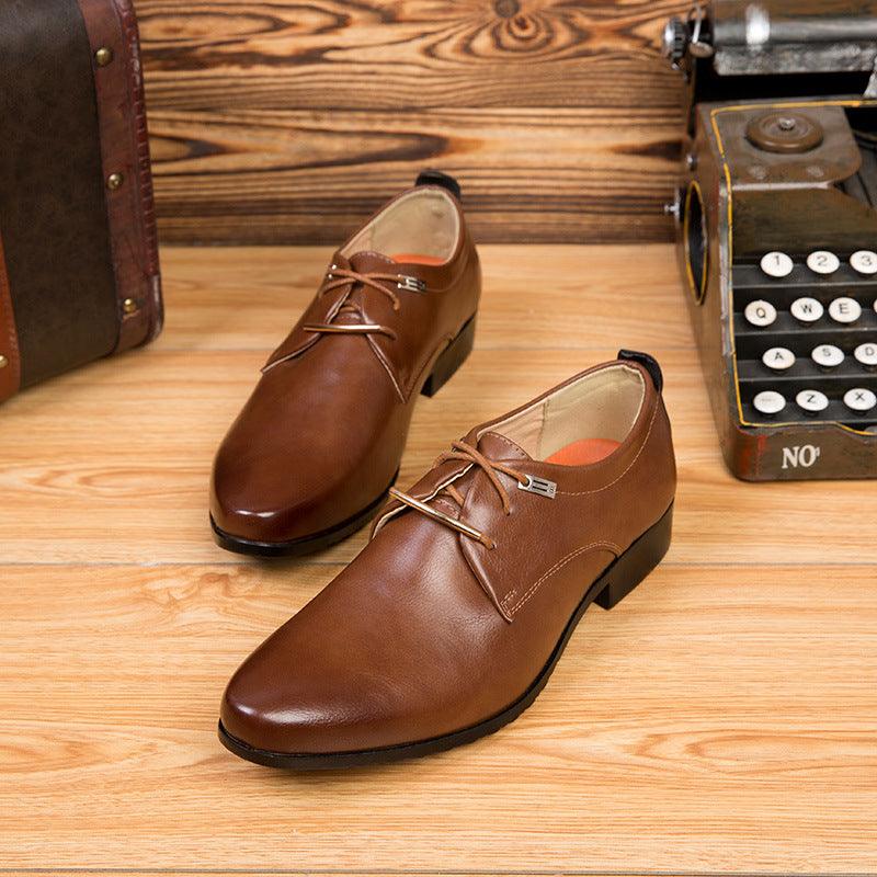 Business Formal Men's British Leather Shoes Lace-up Casual Shoes - Trendha