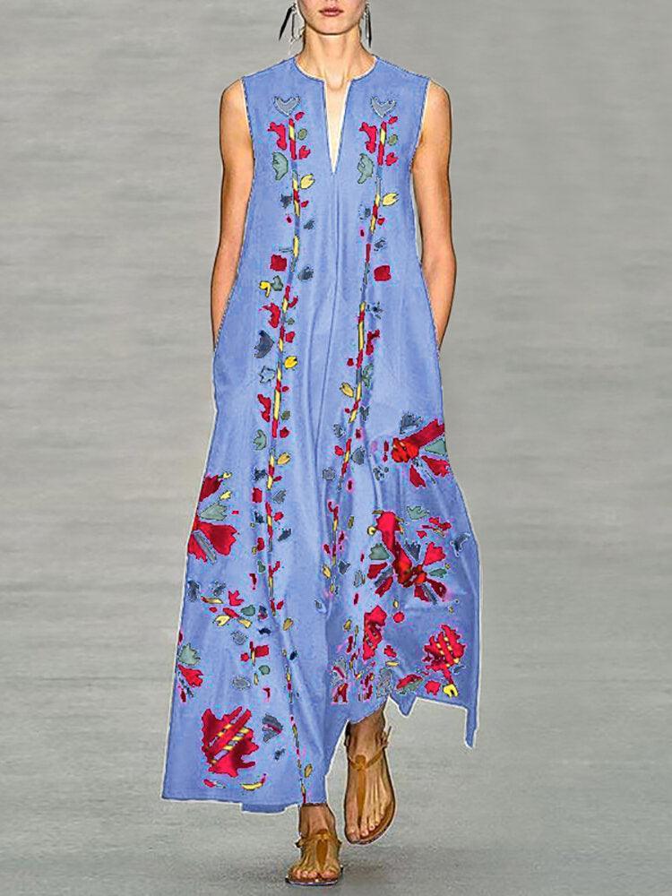 Elegant Women Floral Printed Long Maxi Dress - Trendha