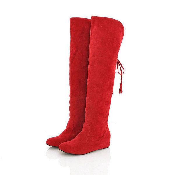 Winter Women Warm High Lace Up Long Boots Flat Heel Boots - Trendha