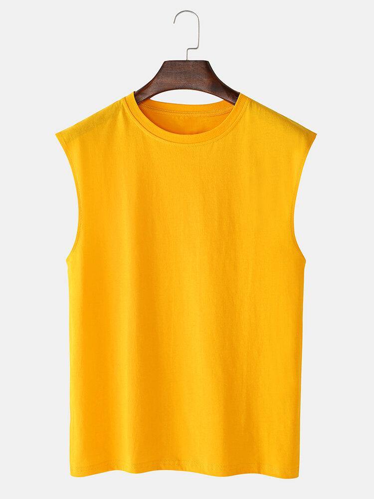 Breathable Solid Color Casual Tank Tops for Men - 100% Cotton - Trendha