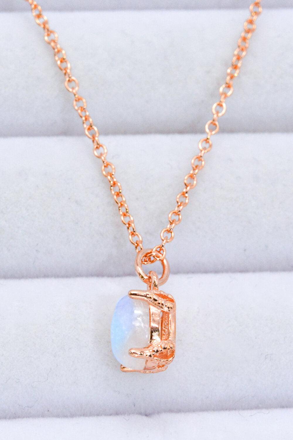 Natural 4-Prong Pendant Moonstone Necklace - Trendha