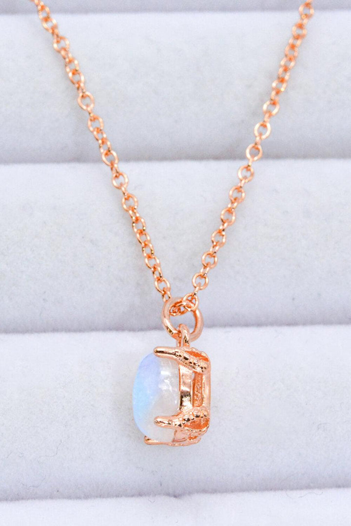 Natural 4-Prong Pendant Moonstone Necklace - Trendha